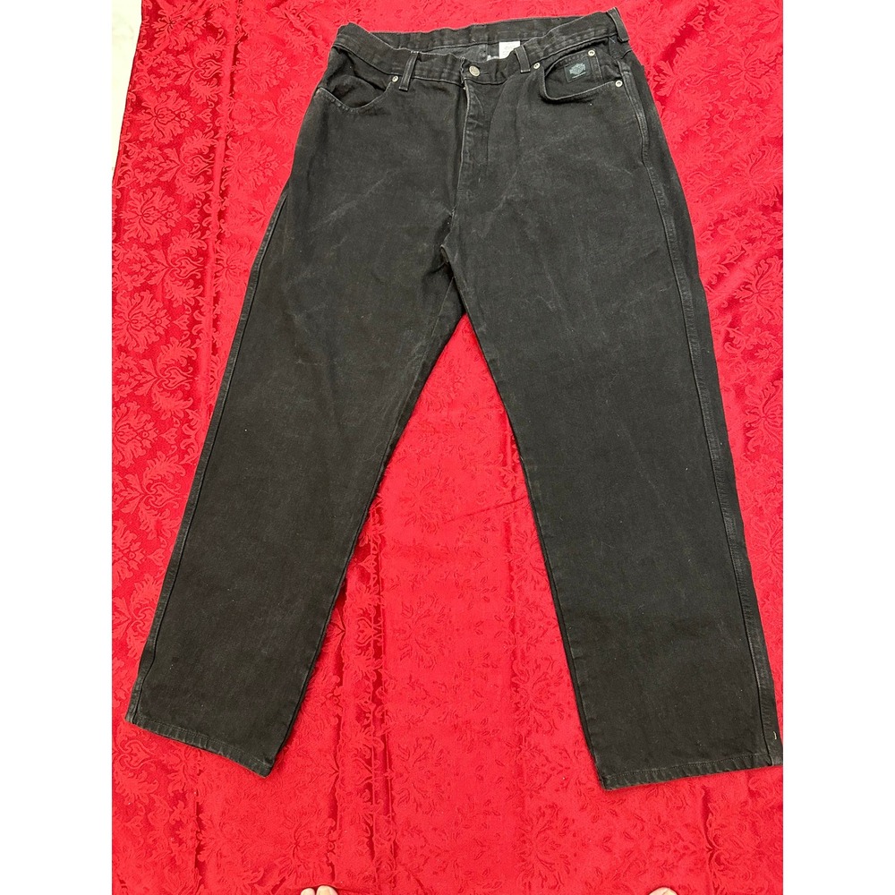 Harley-Davidson Mens Relaxed Fit Jeans Black Denim Y2K 38x30 (35" Actual)